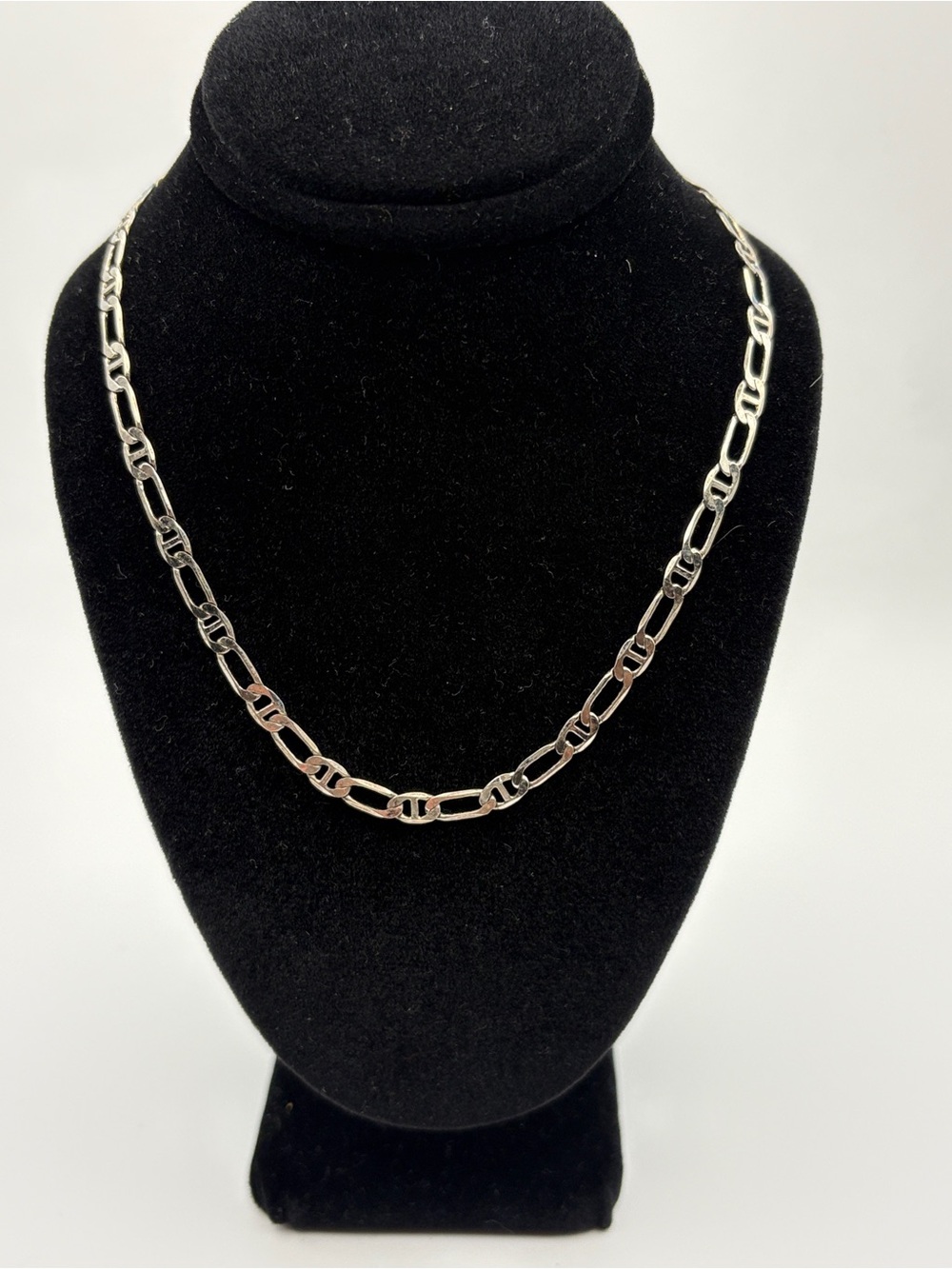 Sterling Silver Figaro Link Necklace - Silver